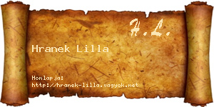 Hranek Lilla névjegykártya